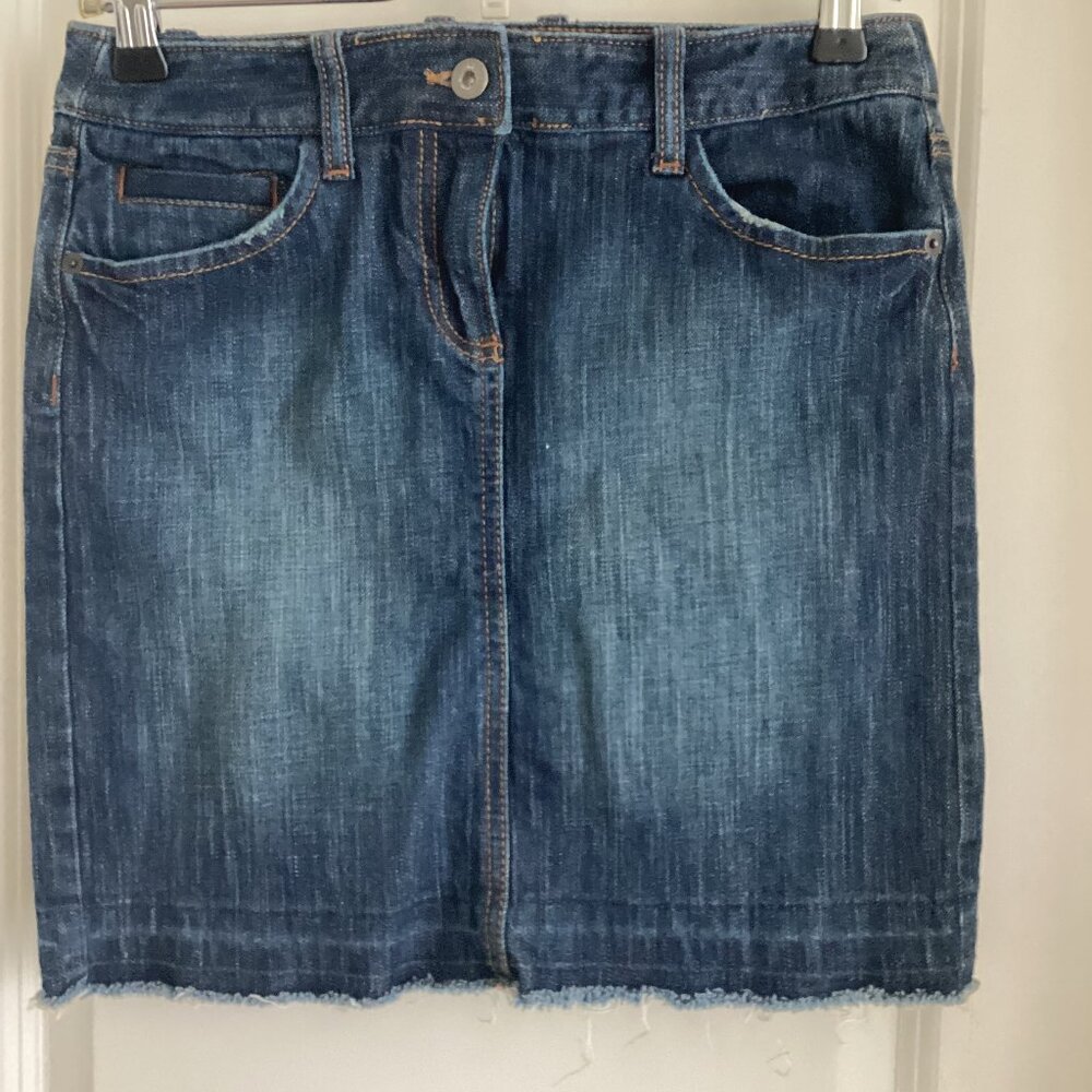 Ann Taylor loft Petites Women's 0P Distressed Denim Jean Casual Skirt